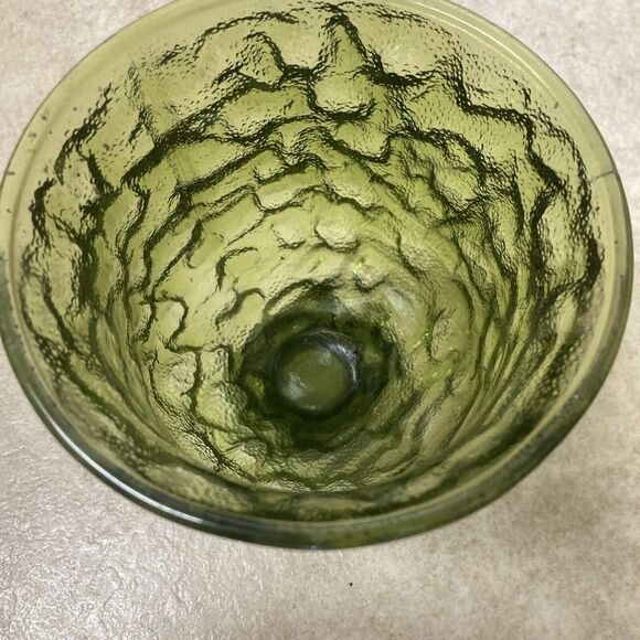 E.O. Brody Green Glass Goblet 1960's Vintage Candy Dish Planter Compote Vintage - Picture 2 of 7